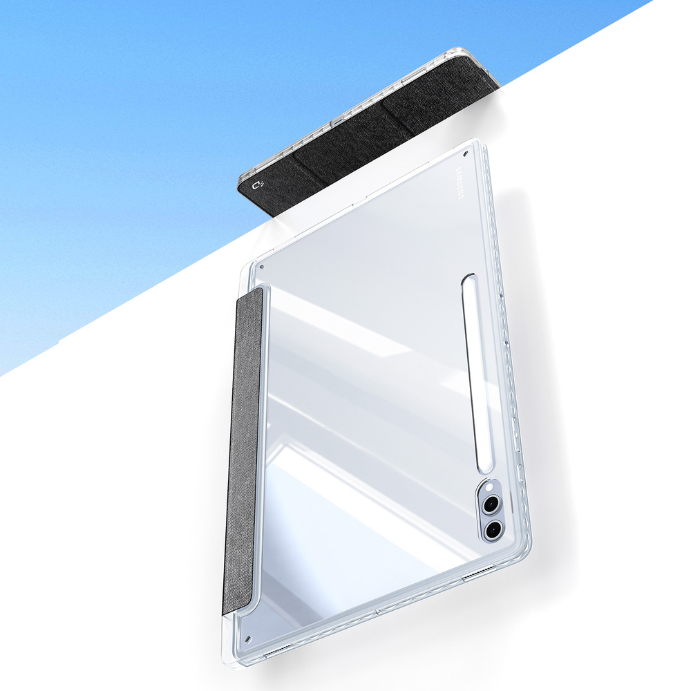 Чехол книжка черного цвета от Dux Ducis для Samsung Galaxy Tab S9 Ultra, Tab S10 Ultra и Tab S8 Ultra, серия Unid Series Case, с держателем стилуса и функцией автоматического перехода в спящий режим