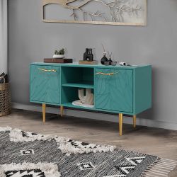 Тумба под ТВ Арт Колор leaves 117см Стайл Голд Пастельно-синий