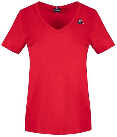 Женская теннисная футболка Le Coq Sportif ESS Tee SS Col V No.1 W - rouge electro