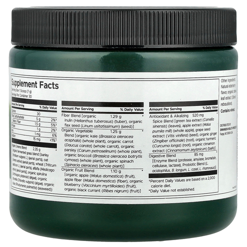 Swanson, Смесь для приготовления напитков из ферментированной подщелачивающей зелени с пробиотиками, 210 г (7,4 унции)