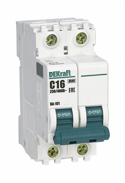 Dekraft Авт.выкл. 2Р 16А 4,5кА С