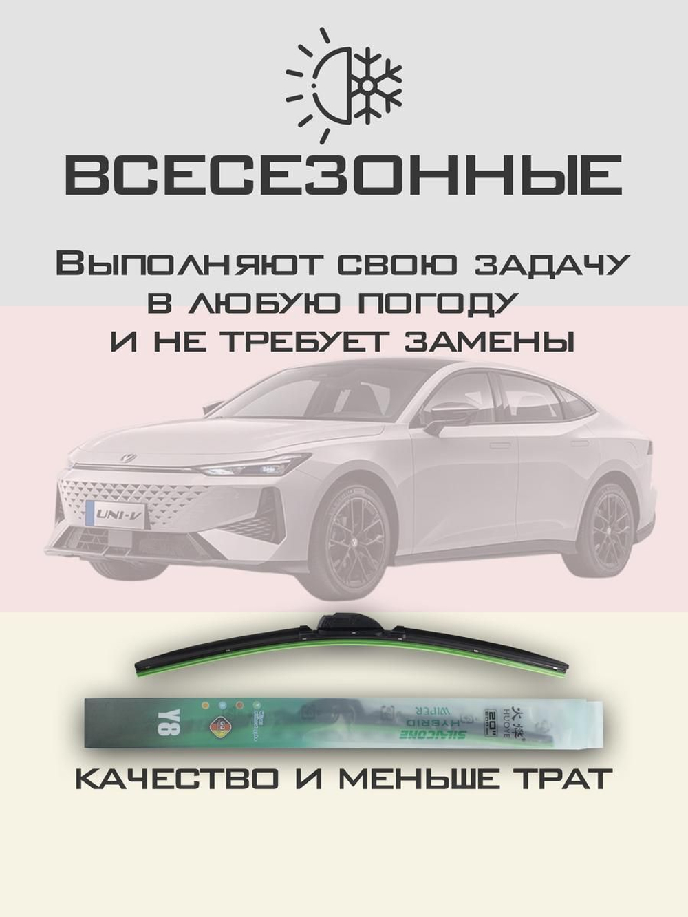 Щетки стеклоочистителя HUOYE Y8 600/450 мм на Changan UNIV | Push button
