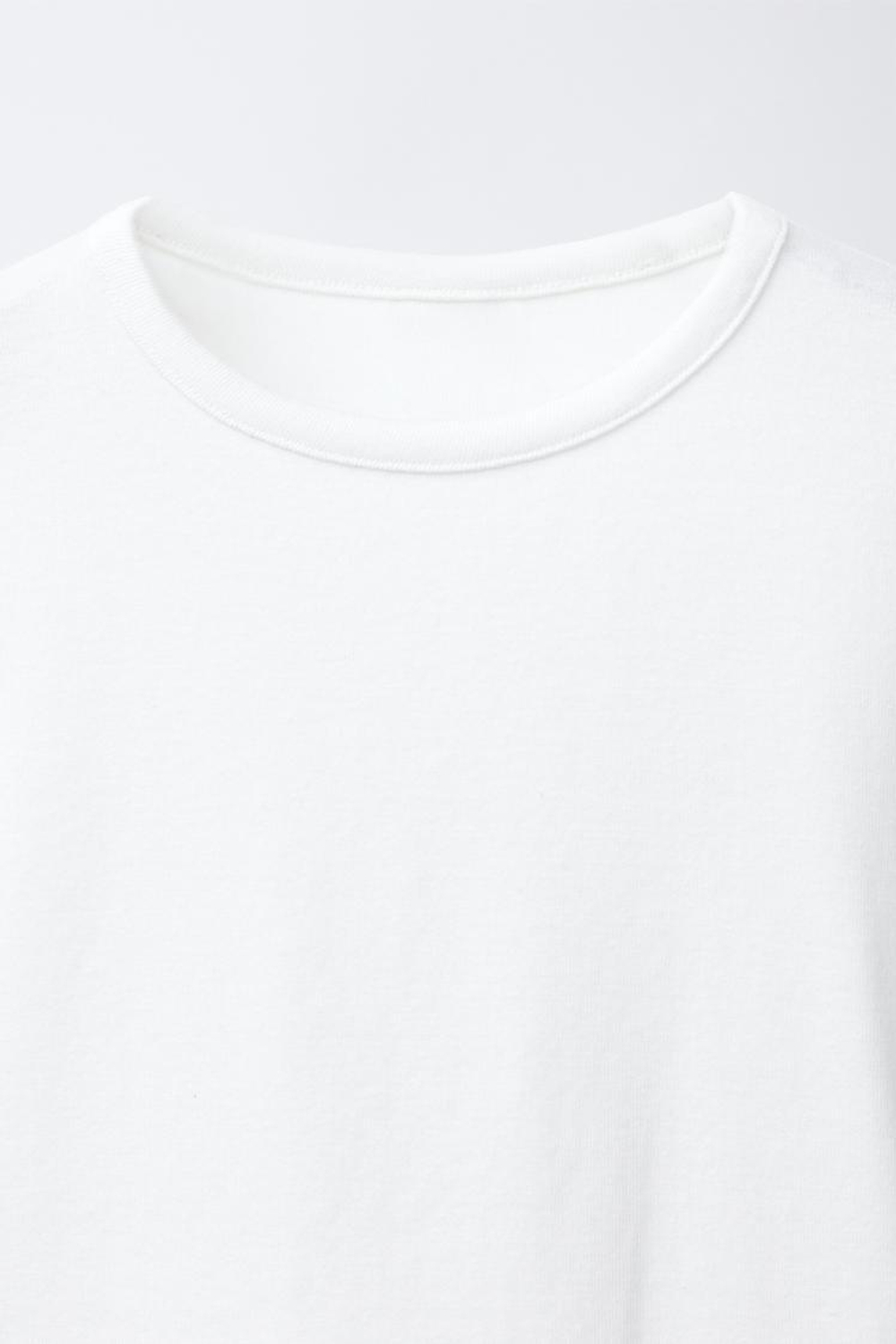 ZARA ОДНОТОННАЯ ФУТБОЛКА С МОДАЛОМ, БЕЛЫЙ