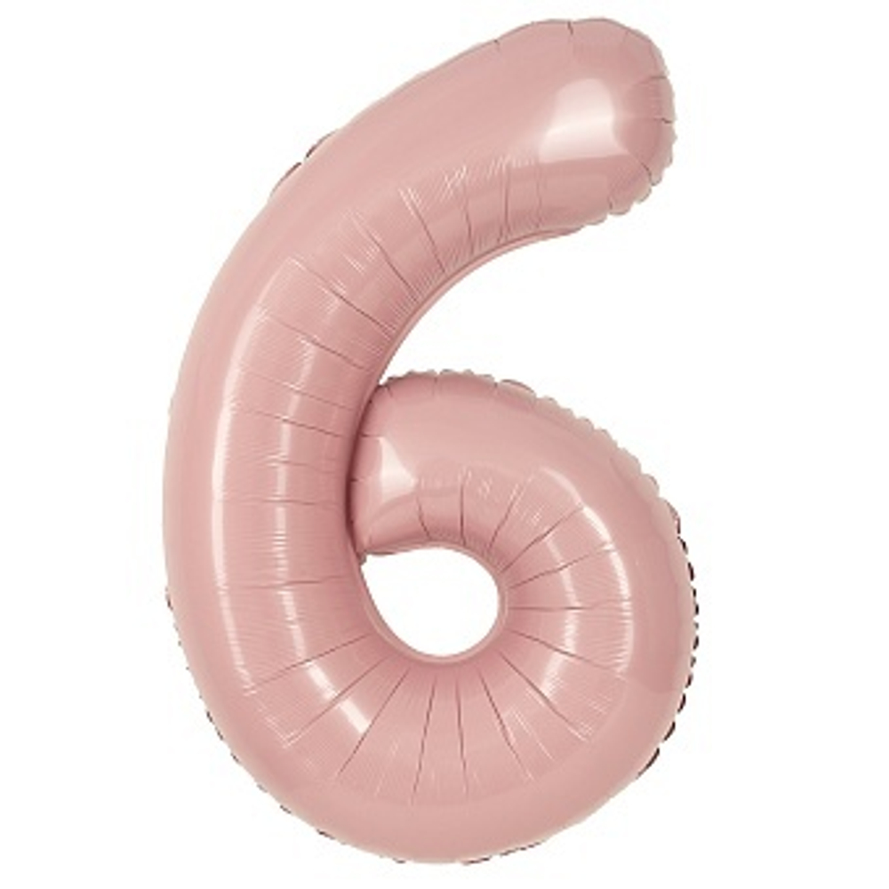 К 40" Цифра 6 Пыльная роза Сатин 100 см.