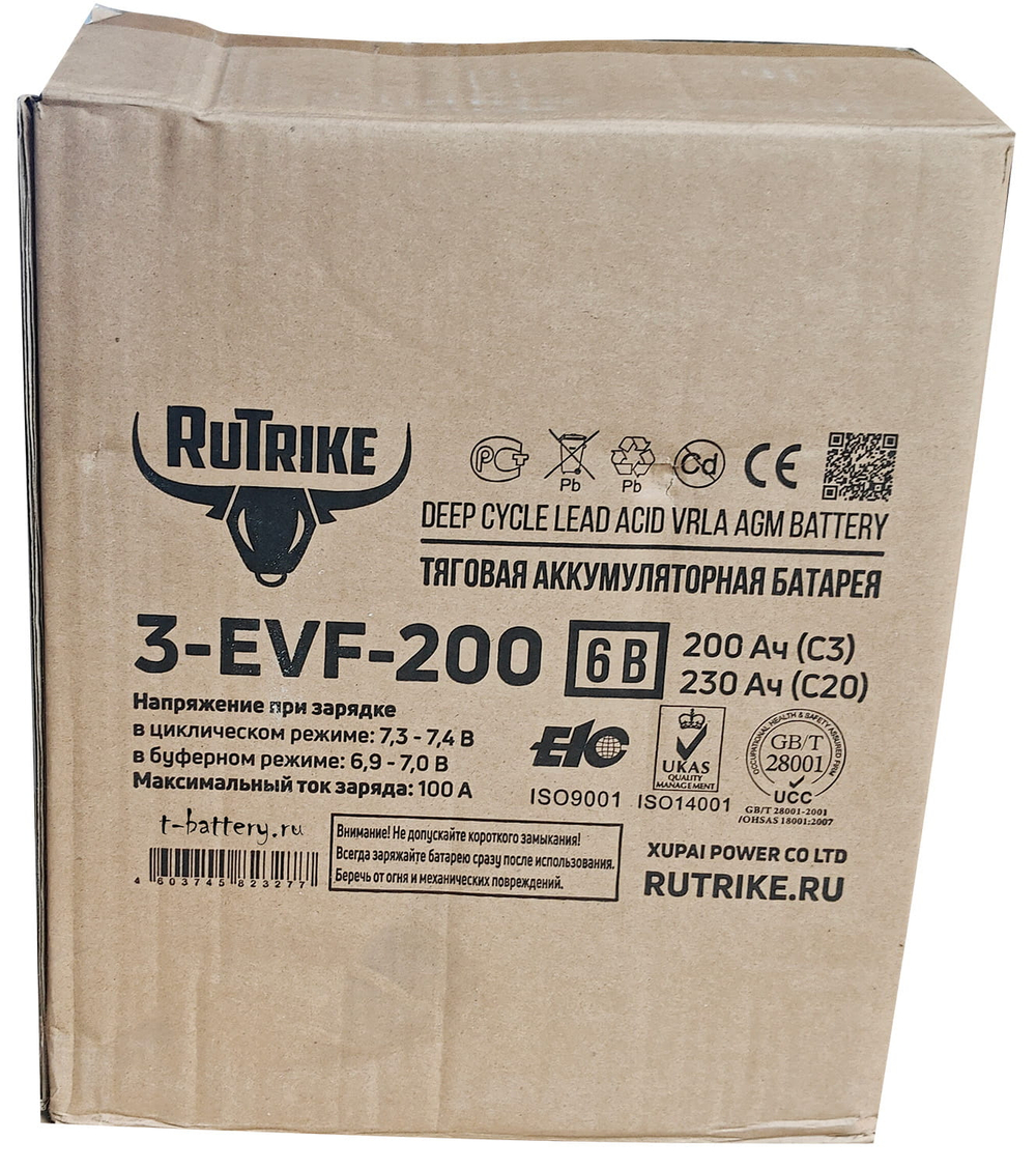 Тяговая аккумуляторная батарея RuTrike 3-EVF-200 (6V200A/H C3)