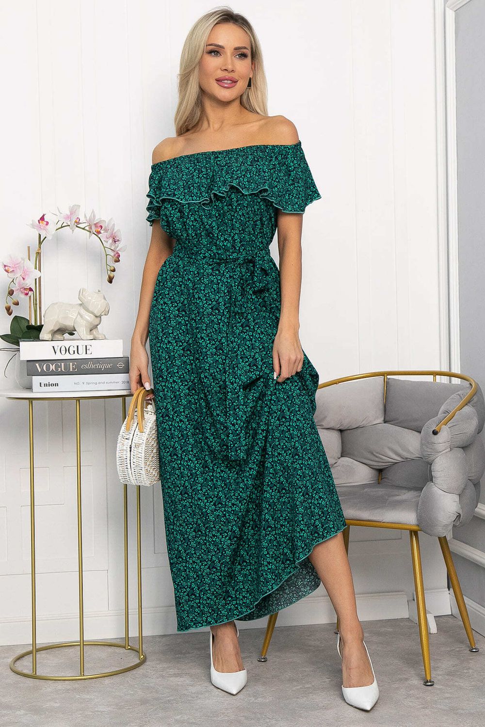 Платье Элинор макси (зеленое) П13759-12М LT Collection