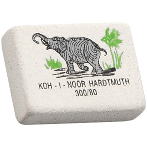 Ластик KOH-I-NOOR "Слон" 300/80, 26х18,5х8мм, белый/цветной, прямоугольный, натуральный каучук