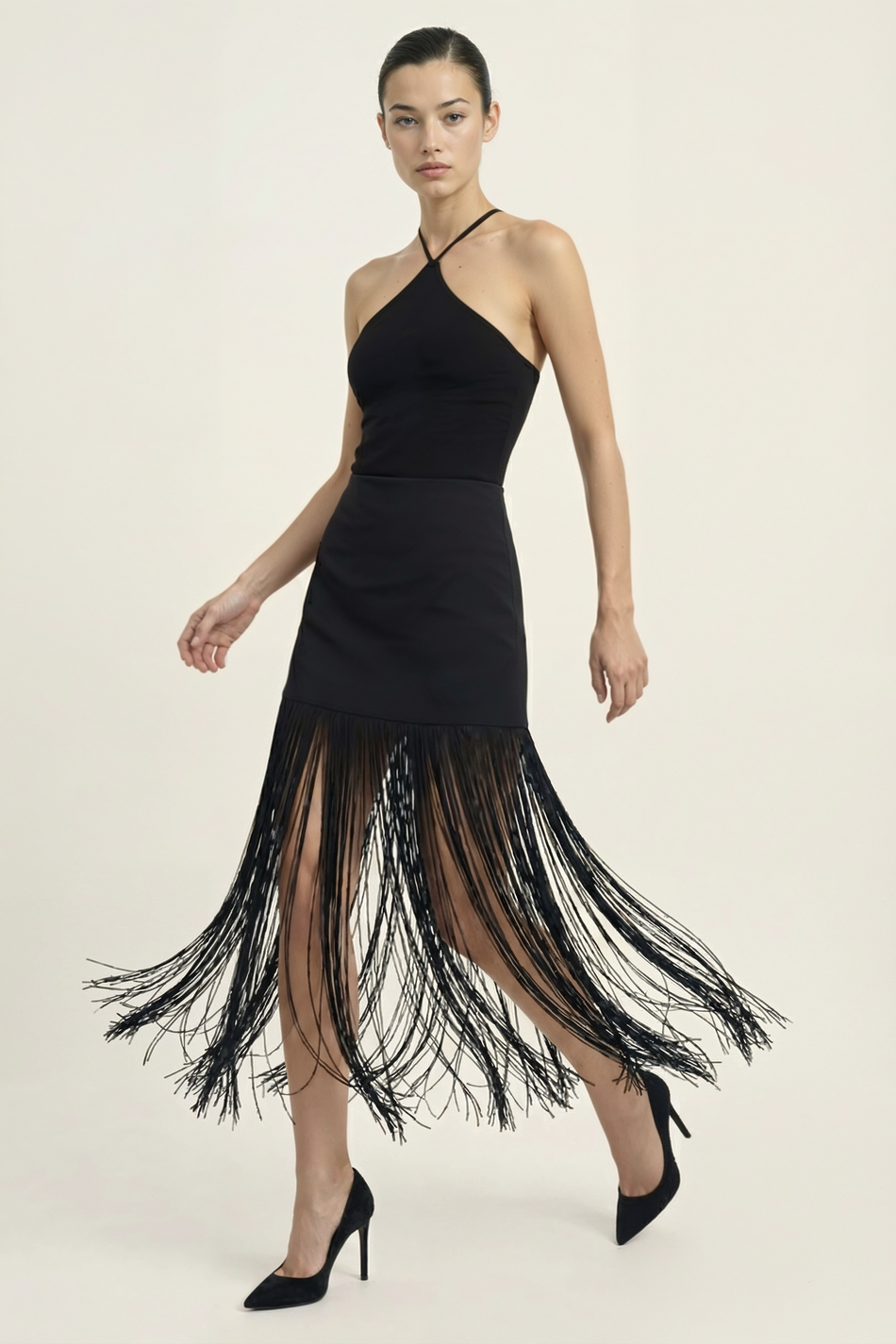 Юбка с бахромой мини