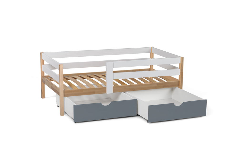 Кровать Scandi Sofa 180*90 см Wood&White с бортиком из массива березы