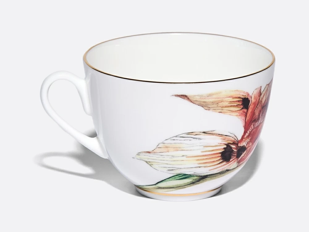 Чашка с блюдцем L’Art des Fleurs (Искусство цветов) в подарочной упаковке, форма Весенняя 2, рисунок Тигровый ирис, арт 81.33404.00.1