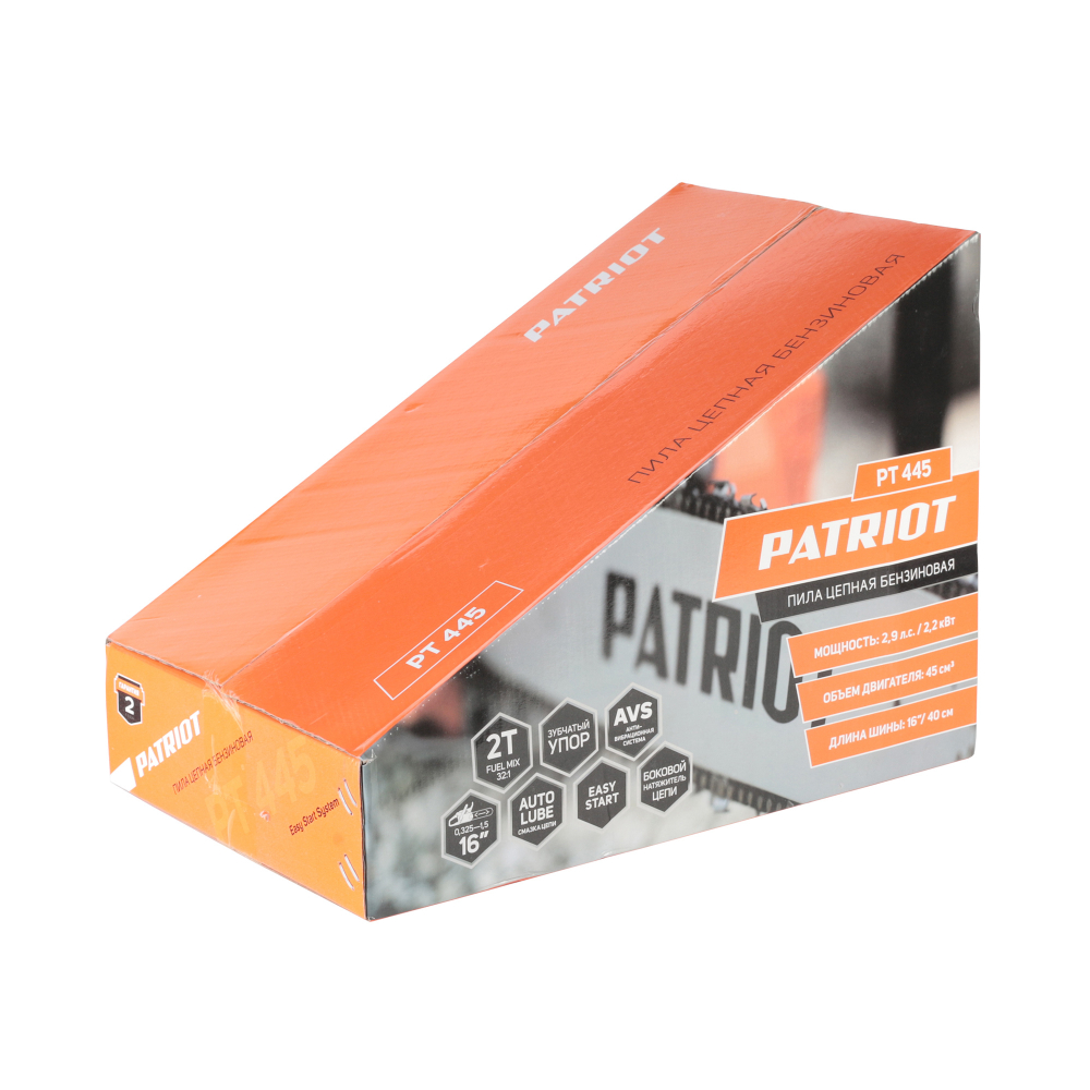 Пила цепная бензиновая PATRIOT PT 445,  2.9л.с., шина 16", Easy Start
