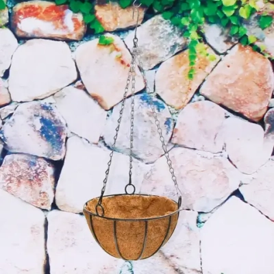 Кашпо для цветов 1,3л «Коковита» с кокосовым волокном, подвесное d=20см ДоброСад