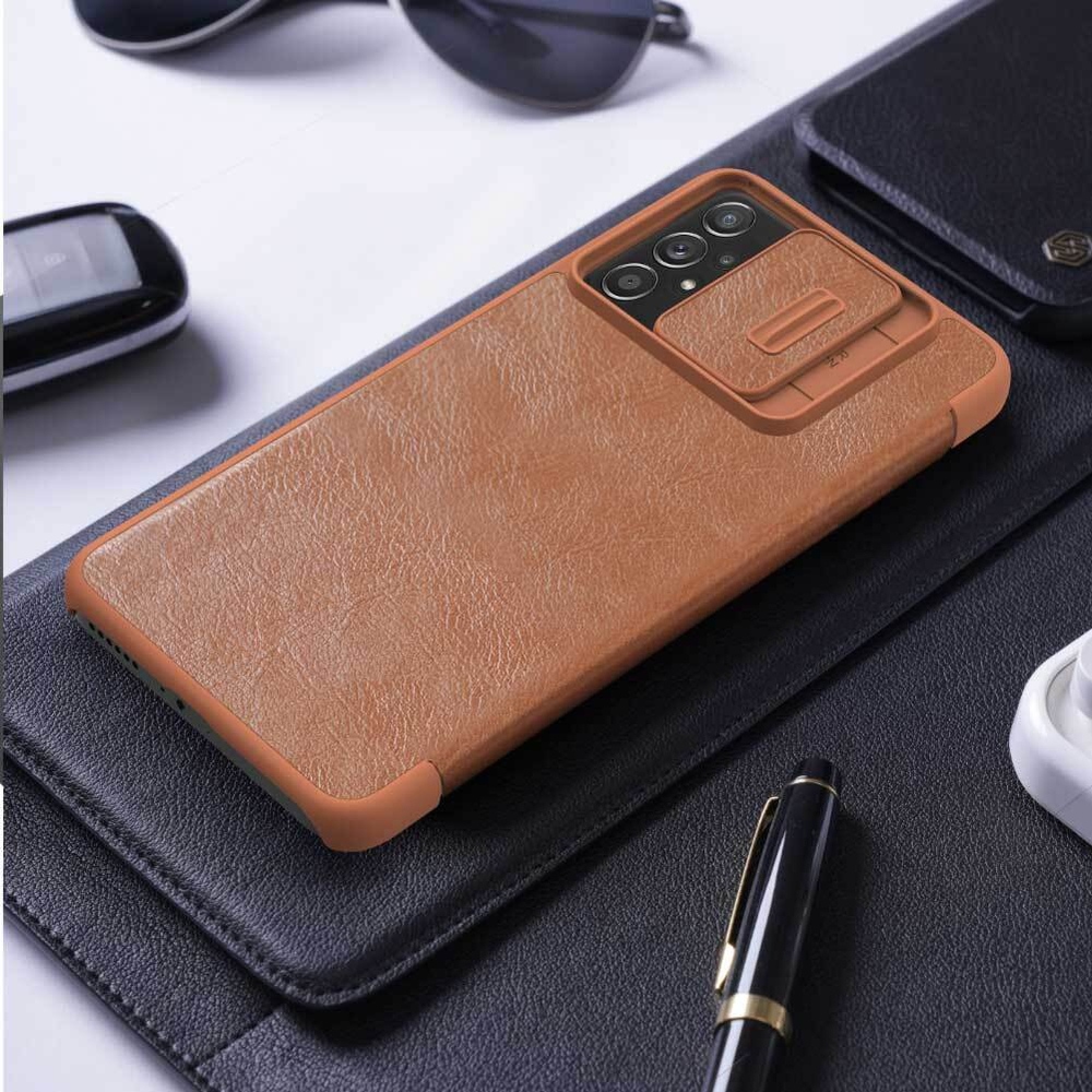 Кожаный чехол-книжка Nillkin Leather Qin Pro c защитой камеры для Samsung Galaxy A73