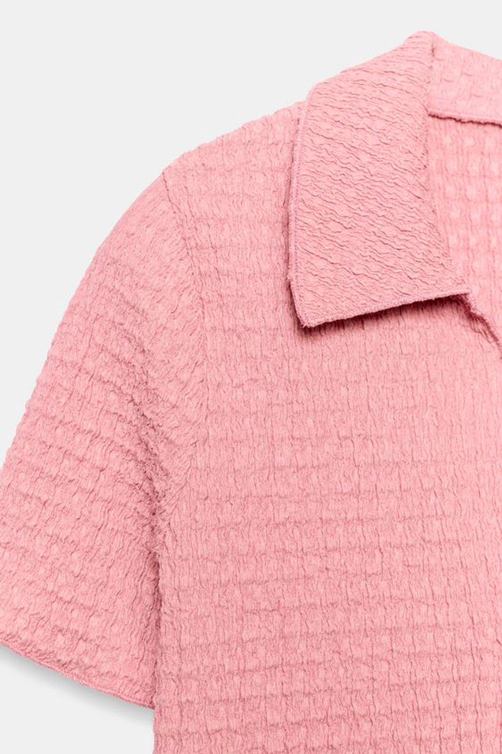 ZARA УКОРОЧЕННЫЙ ЖАКЕТ ИЗ РЕЛЬЕФНОЙ ТКАНИ, ПЫЛЬНЫЙ РОЗОВЫЙ