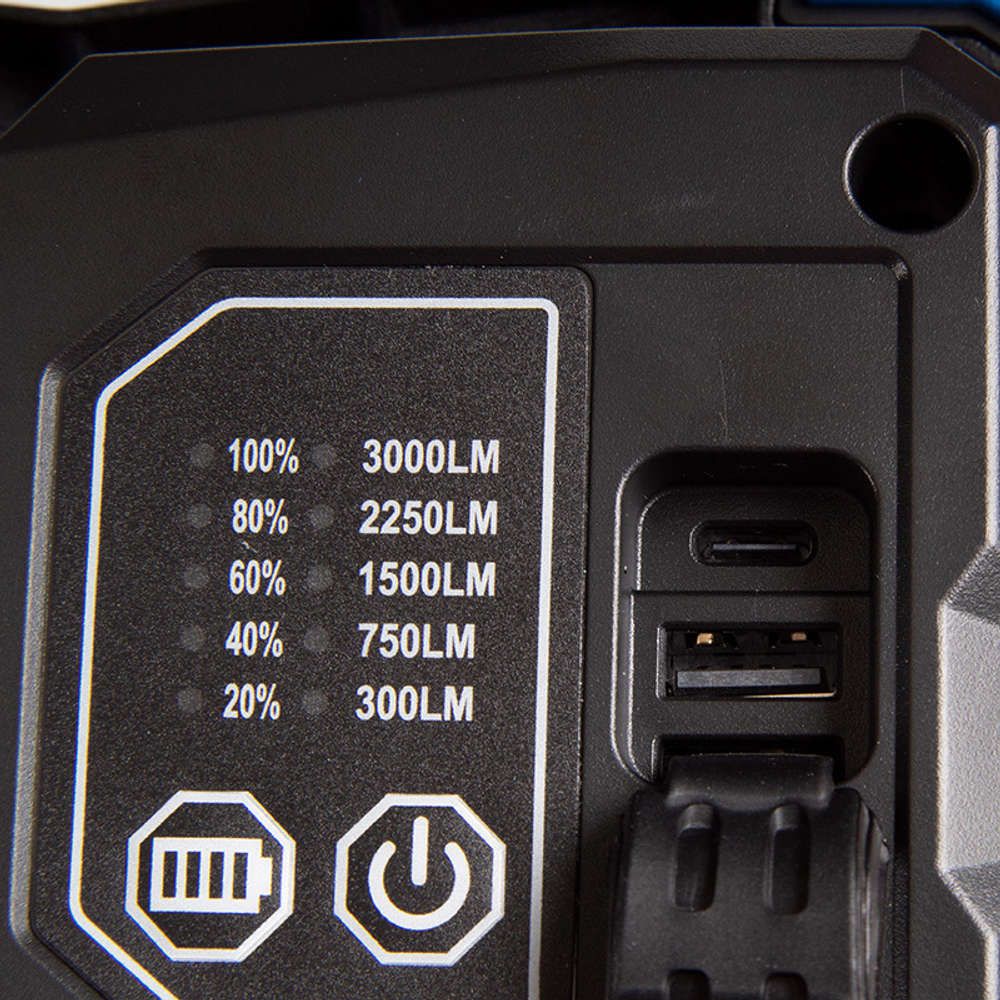 KING TONY (9TA48A) Фонарь-прожектор светодиодный, Li-Ion, 3000 люмен