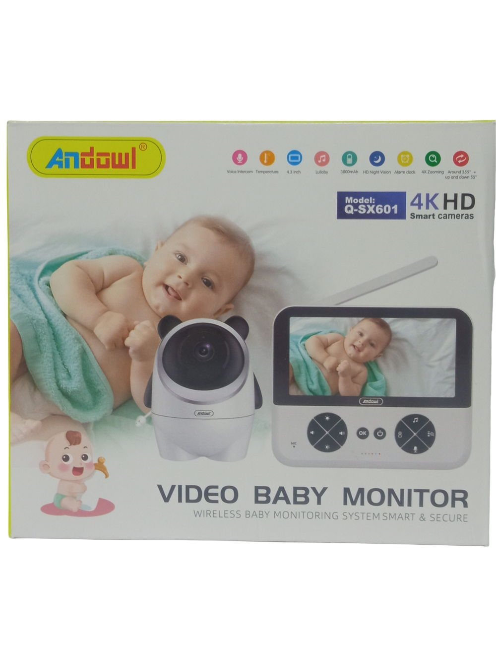 Видеоняня беспроводная с монитором 4,3" 4K HD Andowl Q-SX601