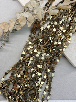 Гематит сердце, светлое золото, 6 мм, нить 40 см