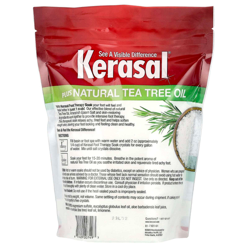 Kerasal, Foot Therapy Soak Plus, натуральное масло чайного дерева, 907 г (2 фунта)