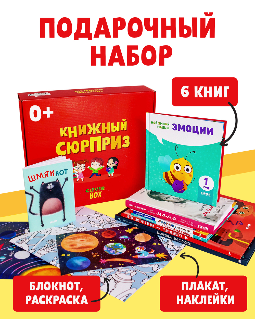 Книжный сюрприз Clever Box. Подарочный набор книг для детей 0-3 года (июнь)