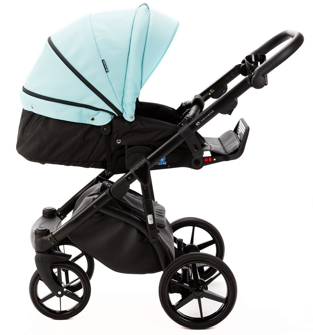 Детская коляска Adamex Nola Deluxe 2 в 1 N-SD111 (СВ.БИРЮЗОВАЯ.КОЖА + ЧЕРН.КОЖА)