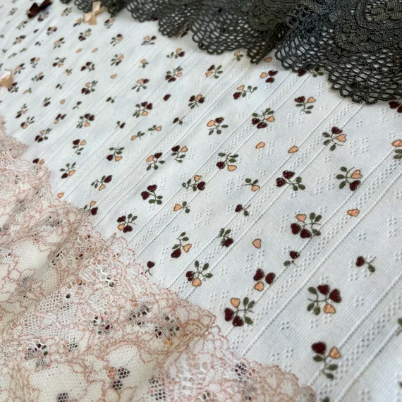 Рибана ажурная, молочная/сердечки