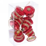 Ёлочные игрушки «Колокольчик» 4,5см красный (набор 6шт)