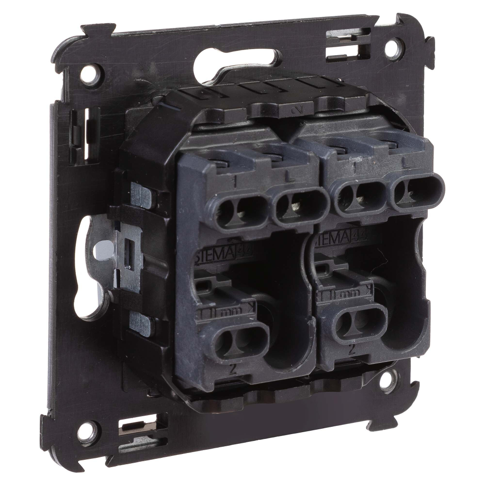 Выключатель двухклавишный в стену, "Avanti", "Закаленная сталь"