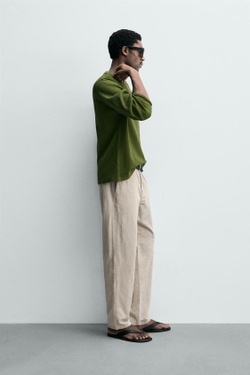 ZARA СВОБОДНЫЕ БРЮКИ STRAIGHT FIT, ЖЕМЧУЖНО-СЕРЫЙ