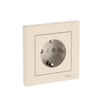 Atlas Design розетка с заземлением со шторками, 16А, в сборе, быстрозажим. клем., бежевый
