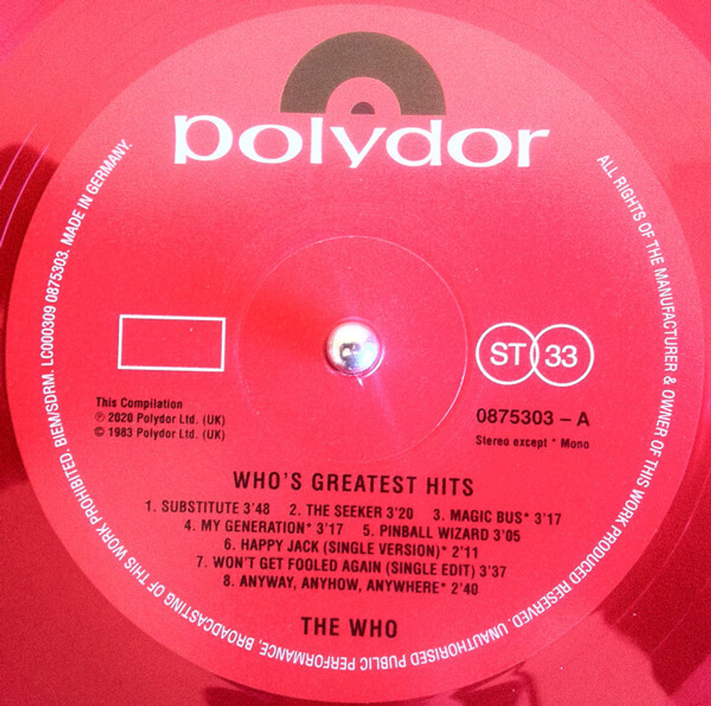 The Who / Greatest Hits (Coloured Vinyl)(LP)
