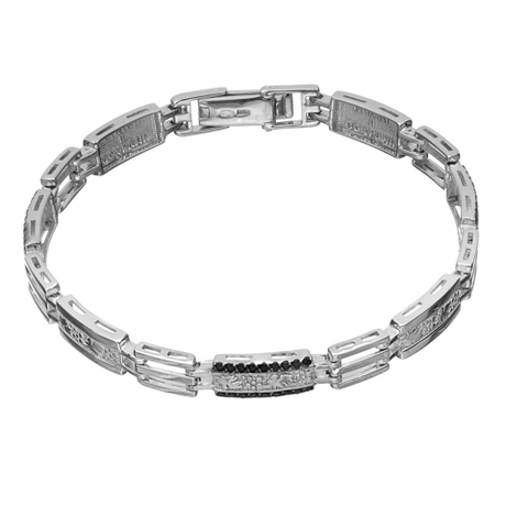 АРГО Браслет Виноградная лоза родированный с черными фианитами