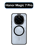 Чехол для Honor Magic 7 Pro с MagSafe черный с прозрачной матовой задней панелью WLONS