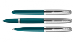 Перьевая ручка Parker 51 CORE TEAL BLUE CT, перо: F, цвет чернил: black/blue, в подарочной упаковке.
