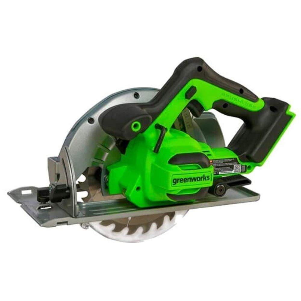 Дисковая пила акк. Greenworks GD24CS, 24V,б/щет,185х20мм, 4500 об/мин, рез 63мм,1х5Ач,ЗУ,кор (1500907CUG)