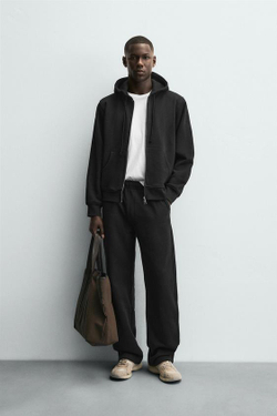 ZARA БРЮКИ-ДЖОГГЕРЫ СТАНДАРТНОЙ ПОСАДКИ, ЧЕРНЫЙ