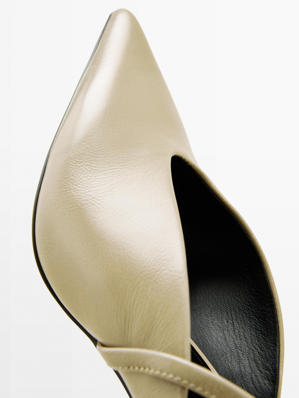 Massimo Dutti Туфли на высоком каблуке с открытой пяткой, кремовый