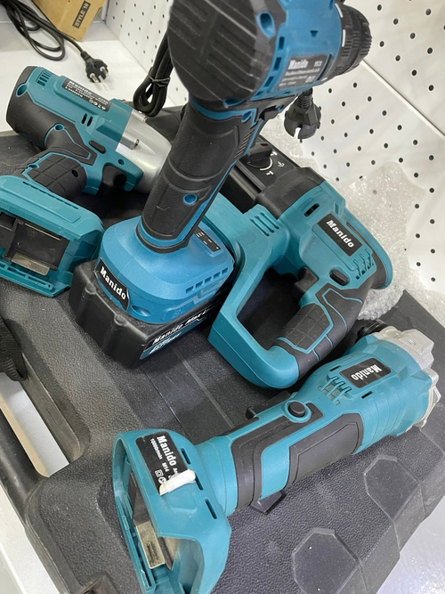 Набор Манидо 4в1 Шуруповерт, Гайковерт, УШМ, Перфоратор