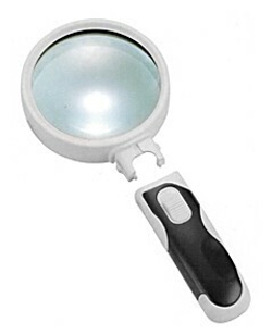 Лупа ручная круглая 5x-90мм с подсветкой (2 LED) Kromatech 77390B