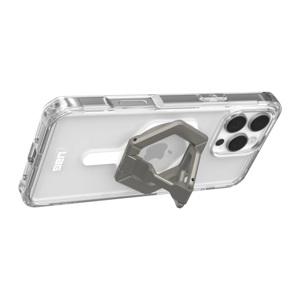 Защитный прозрачный чехол MagSafe и кольцо-держатель UAG Plyo для iPhone 16 Pro Max Гибридный поликарбонатный чехол с повышенным уровнем защиты при падении и вырезом для Контроллера камеры. Производителем заявлена устойчивость к пожелтению