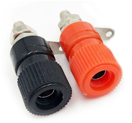 Разъем BANANA "гн" 33 мм пластик на корпус красный/черный