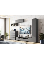 Модульная стенка со шкафом Графит серый 320х46х205