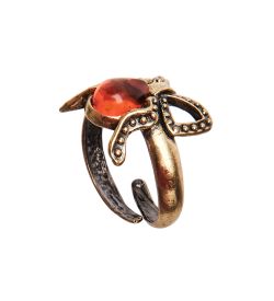 AM-2657 Кольцо «Бантик» (латунь, янтарь)