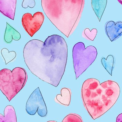 Сердечки на голубом