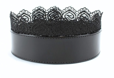 Изящный чёрный ошейник с кружевом (Цвет: черный)