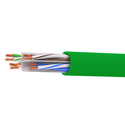 Кабель витая пара кат. 6 неэкранированный U/UTP, 4 пары, нг(А)-LSLTx, цвет внешней оболочки зелёный, коробка 305 м
