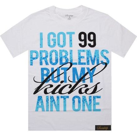 Футболка Sneaktip 99 Problems Splash белая с бирюзовым