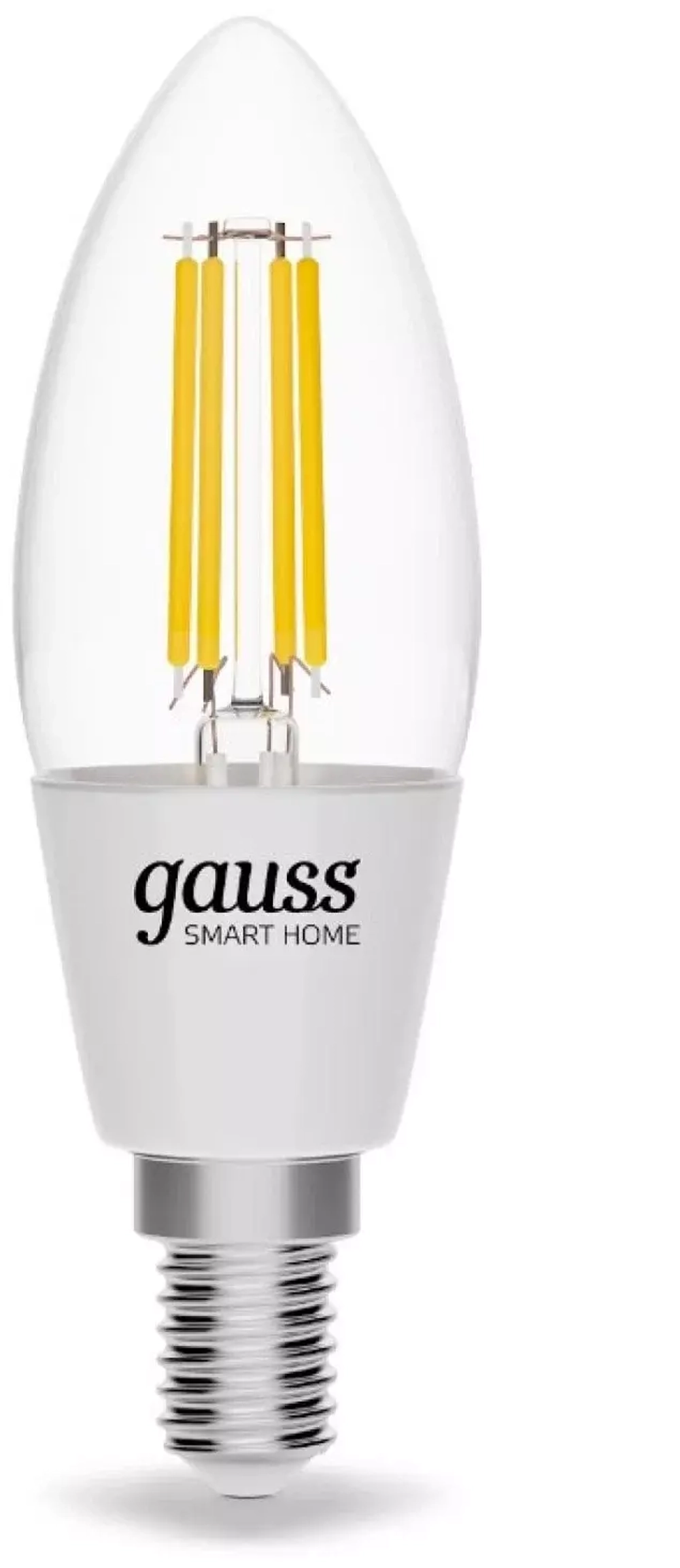 Лампа Gauss Smart Home Filament С35 4,5W 495lm 2000-6500К E14 изм.цвет.темп.+дим. LED 1250112