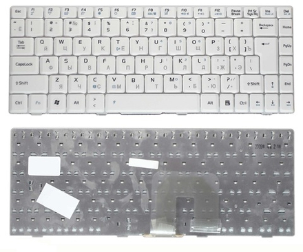 Клавиатура для ноутбука Asus U3, U6, F9, F6, F6A Series (Г-образный Enter. Белая, без рамки)