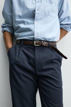 ZARA БРЮКИ STRAIGHT FIT КОМФОРТ, МОРСКОЙ СИНИЙ