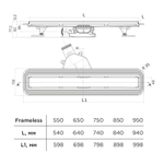 Душевой лоток BETTOSERB Frameless 650, под плитку 13701231